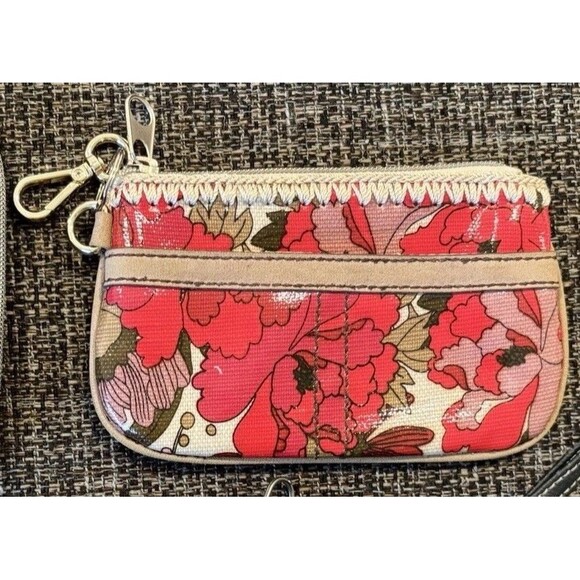 SAKROOTS Lot Of 2 Black Floral Shimmer And Brown Floral Wristlet - Picture 4 of 9